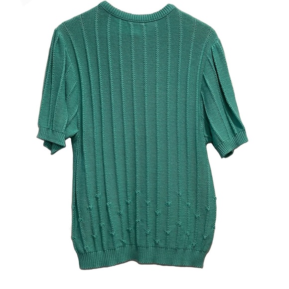 Vintage Teal Short Sleeve Knit Sweater - Picture 5 of 8